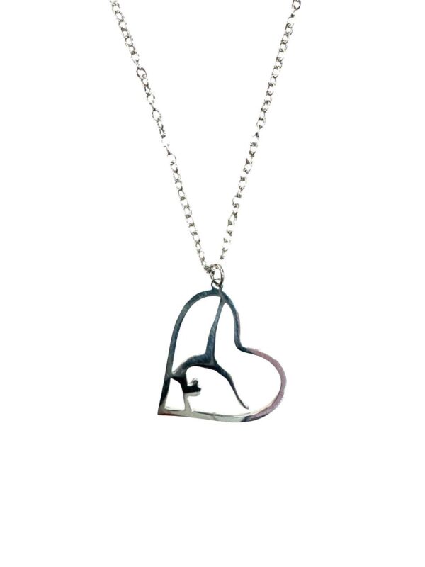 Gymnast in Heart with Colored Stones" gold pendant with chain